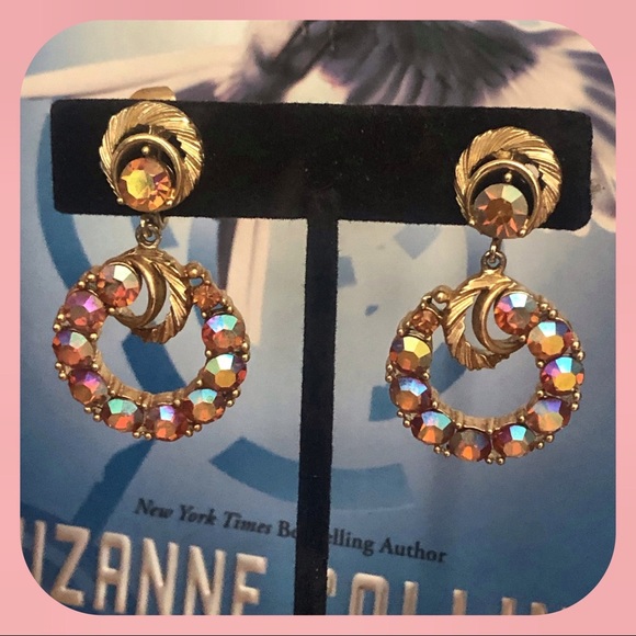 H/P🎉VTG LIsner AB Rhinestone Swirl Hoop Earrings - Picture 1 of 6